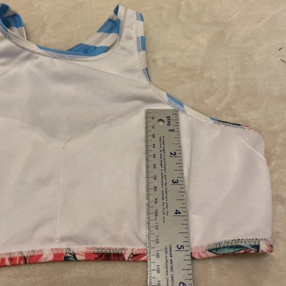 SHEIN Tropical Blue and Pink Bikini Top